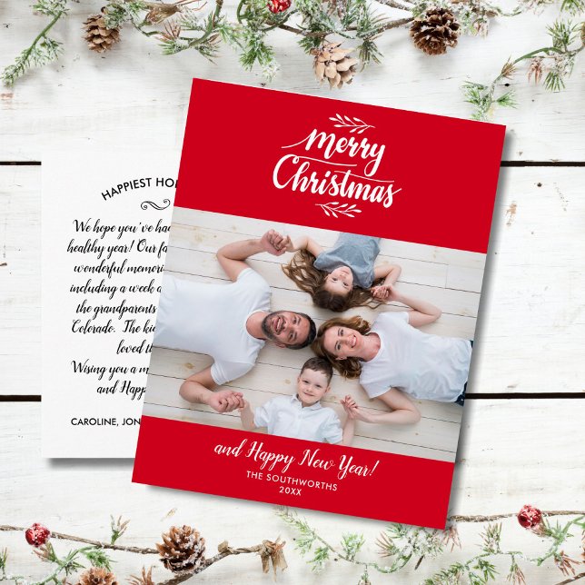 Carte Postale Noir en lettres de photo de famille de Joyeux Noël (Créateur téléchargé)