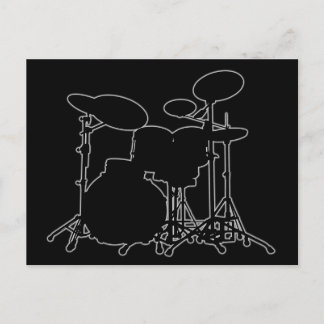 Carte Postale Noir et blanc Kit tambour Silhouette - Pour tambou