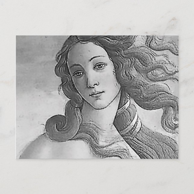 Carte Postale Noir et Blanc - Naissance de Vénus, Déesse (Devant)