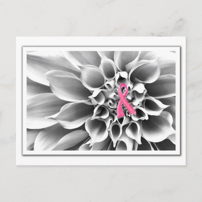 Carte postale noir et blanc/ruban rose (Devant)
