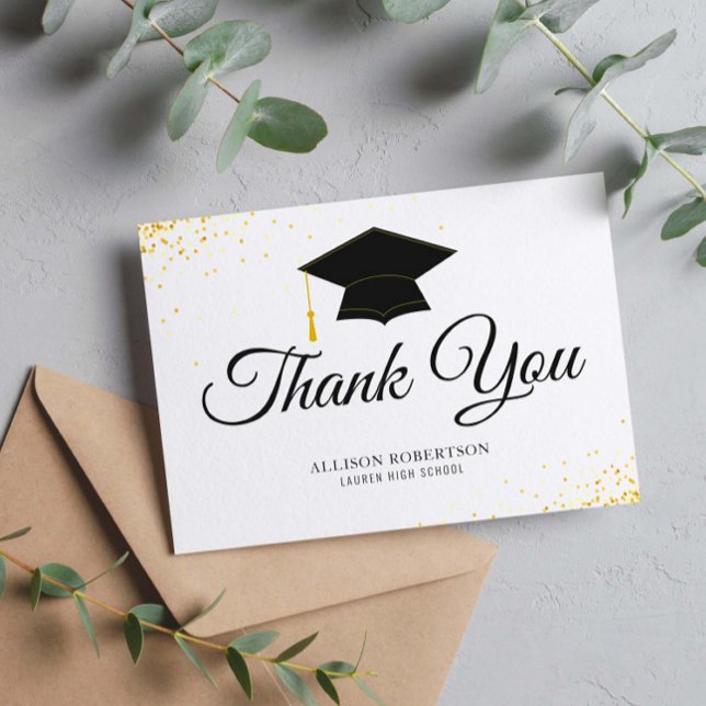 Carte Postale noir et blanc simple graduation merci (Créateur téléchargé)