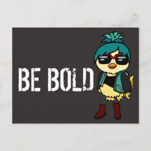 Carte Postale Noir et Bleu tendance Inspiration "Be Bold" Bird