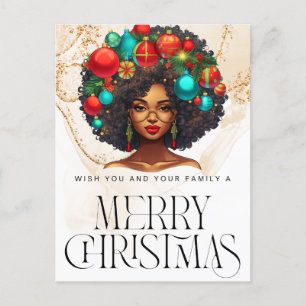 Carte Postale Noir Noël Sista Melanin Queen Femmes Noël