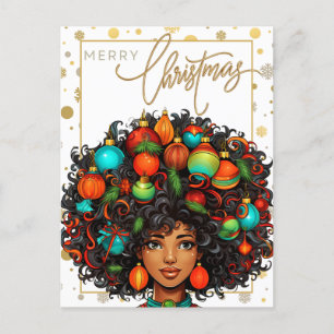 Carte Postale Noir Noël Sista Melanin Queen Femmes Noël