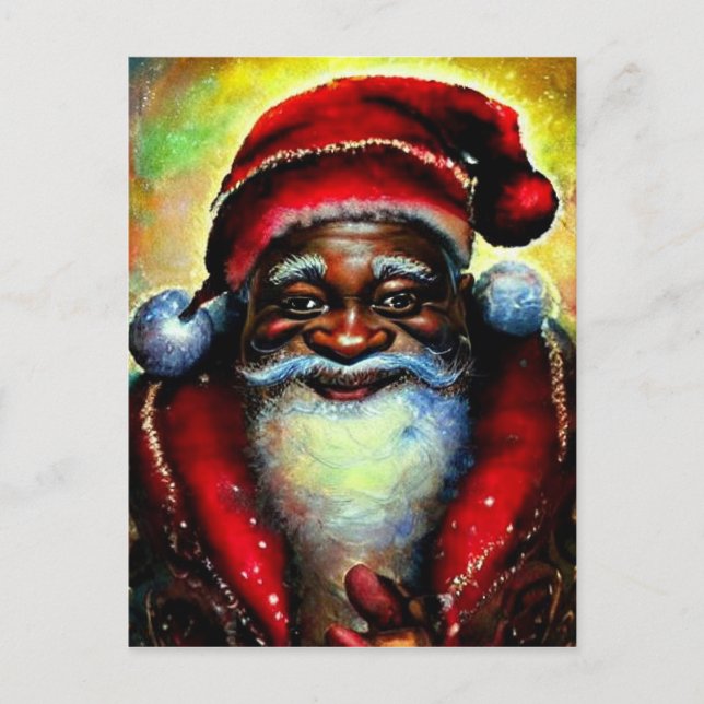 Carte Postale Noir Noir Père Noël Blanc (Devant)