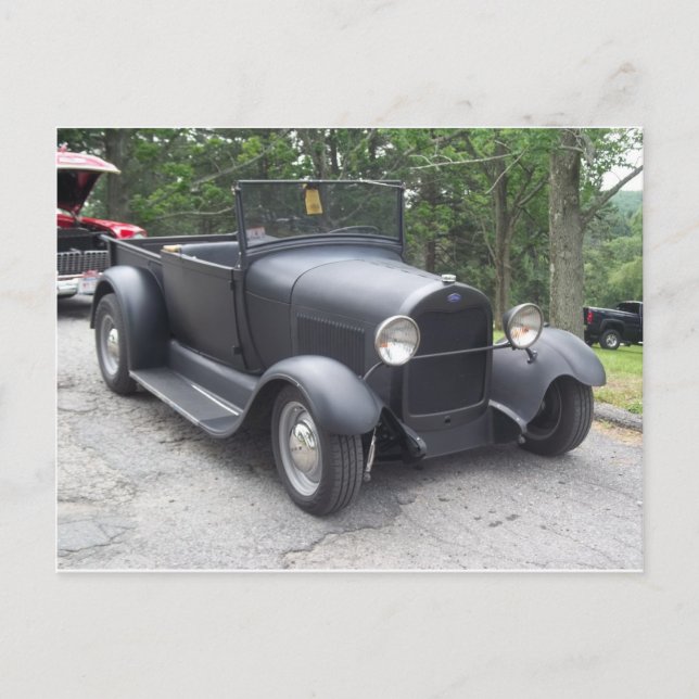 Carte Postale noir plat voiture classique des années 1940 antiqu (Devant)