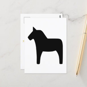 Carte postale noire Dala Horse