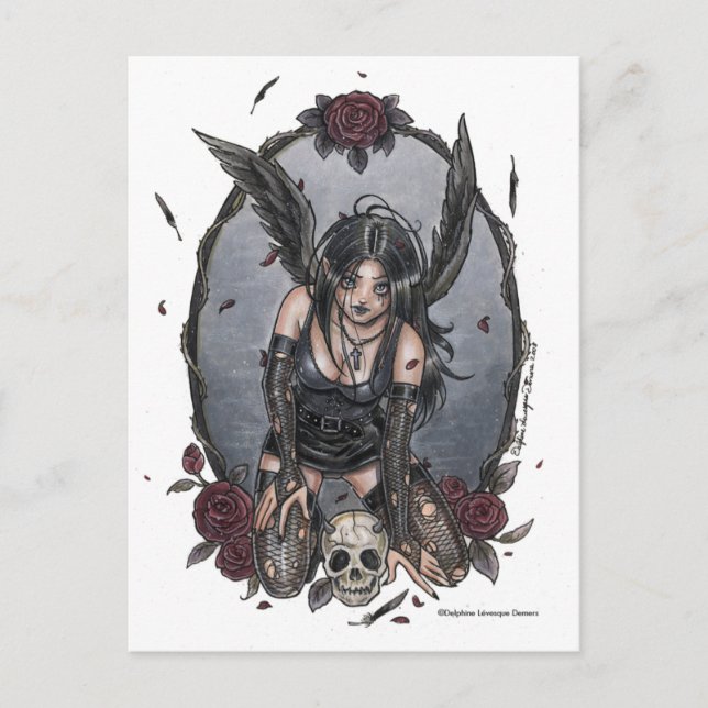Carte postale noire d'ange de misère (Devant)