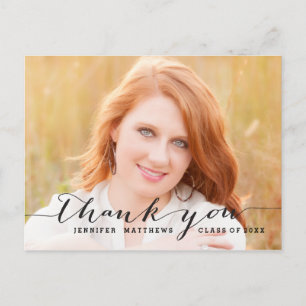 Carte postale noire de Merci d'obtention du
