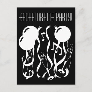 Carte postale noire et blanche d'invitation de