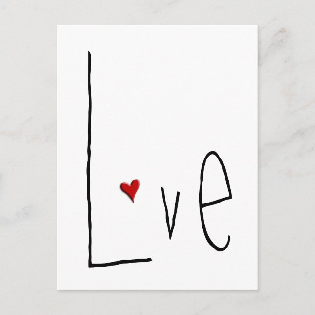 Carte postale noire Love Heart (Devant)