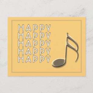 Carte postale noire "Note joyeuse" en or