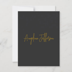 Carte Postale Nom Calligraphie Professional Elegant Gold Color
