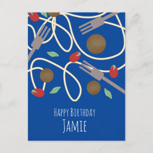 Carte Postale Nom d'anniversaire de amateur de pâtes