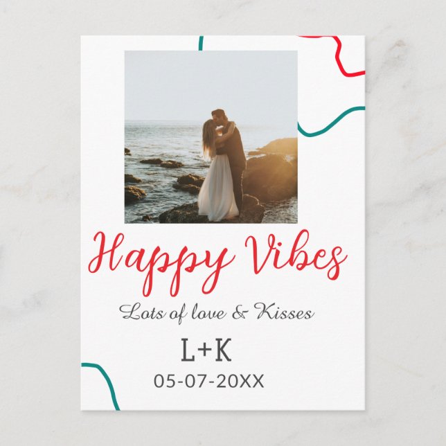 Carte Postale Nom de couple de vacances ambiance heureuse date d