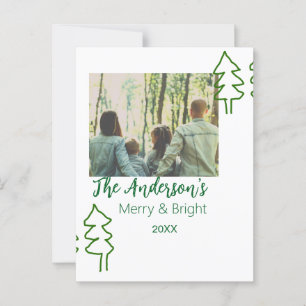 Carte Postale Nom de famille vert sapin de Noël photo moderne