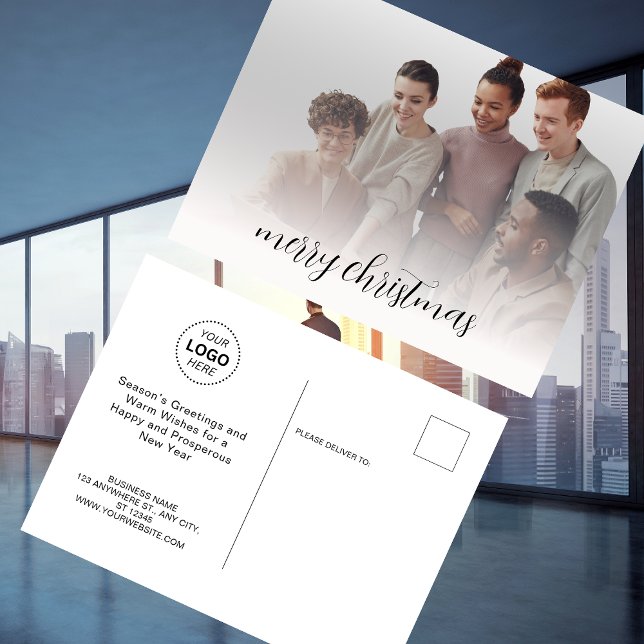 Carte Postale Nom de l'entreprise Logo et photo Joyeux Noël (Créateur téléchargé)