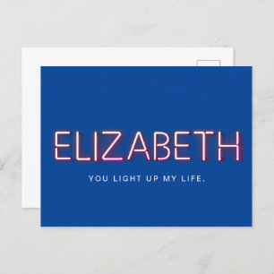 Carte Postale Nom d'Elizabeth dans les néons brillants