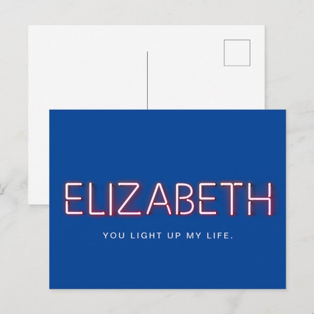 Carte Postale Nom d'Elizabeth dans les néons brillants (Devant / Derrière)