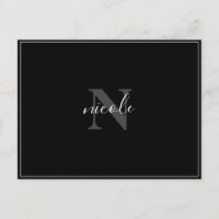 Nom et initiale noir et blanc minimaliste moderne