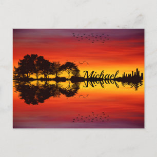 Carte Postale Nom guitariste orange moderne Aquarelle