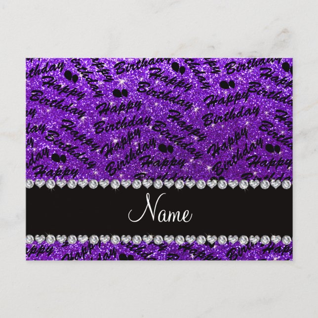 Carte Postale Nom indigo violet parties scintillant heureux ball (Devant)