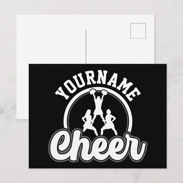 Carte Postale NOM personnalisé Cheer Team Varsity Pom-pom girl (Devant / Derrière)