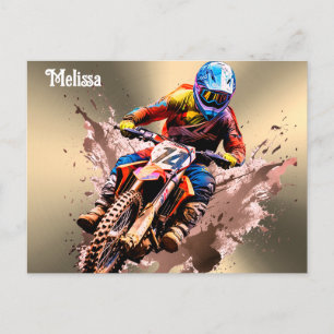 Carte Postale Nom personnalisé Motocross