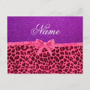 Carte Postale Nom personnalisé parties scintillant violet rose l