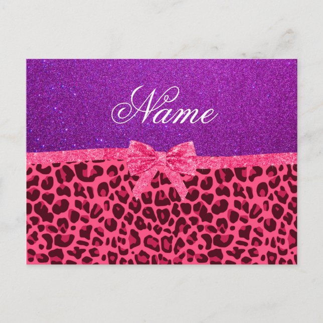 Carte Postale Nom personnalisé parties scintillant violet rose l (Devant)