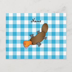 Carte Postale Nom personnalisé platypus vérificateurs bleus