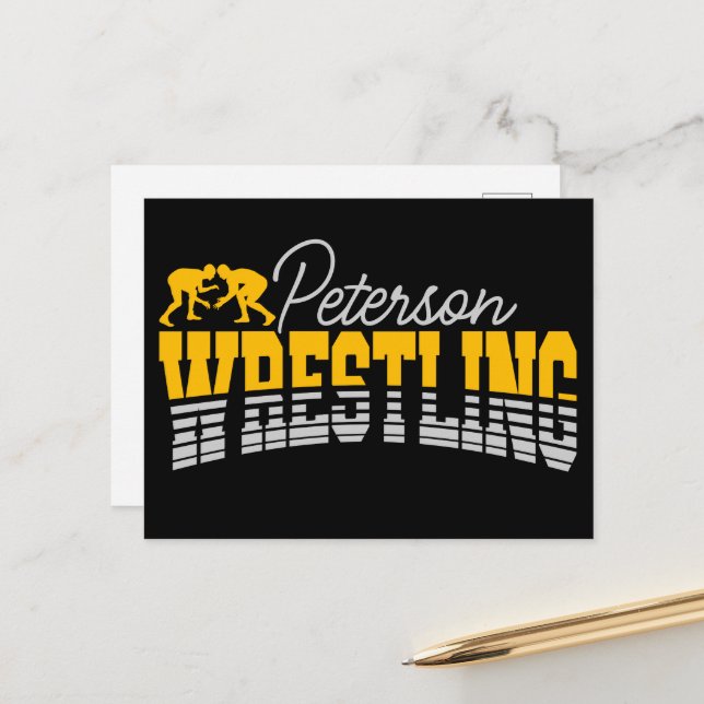 Carte Postale NOM personnalisé Wrestling School Team Wrestler (Devant/Arrière en situation)