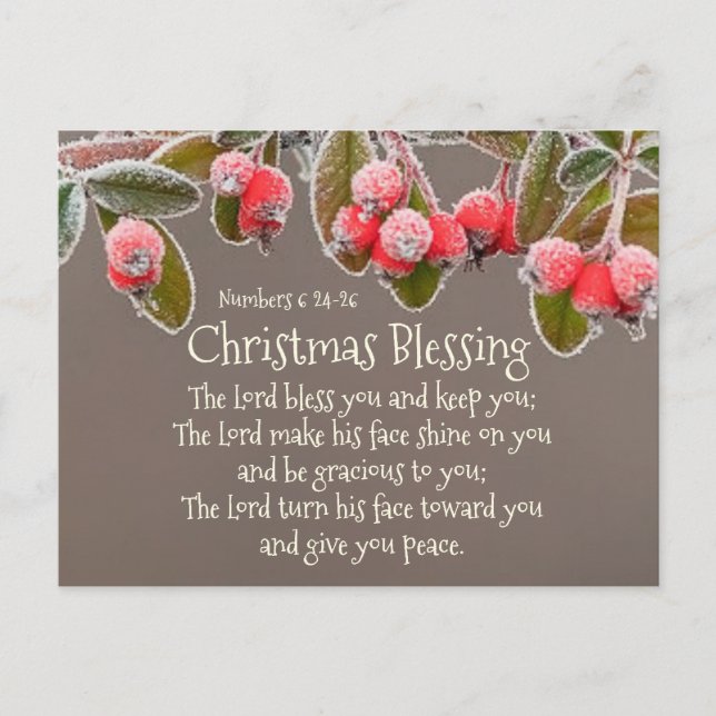 Carte Postale Nombres de bénédiction de Noël 6:24 Le Seigneur vo (Devant)