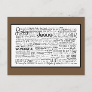 Carte Postale Noms de Dieu Brun Blanc