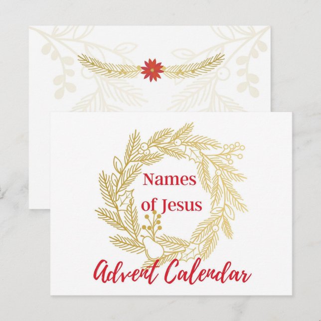 Carte Postale Noms De La Couverture Calendrier De Jésus-Avent (Devant / Derrière)