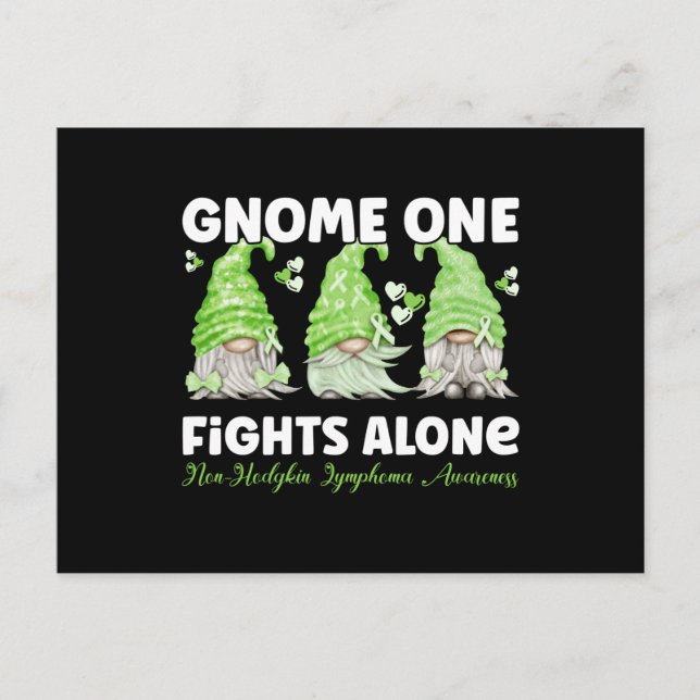 Carte Postale Non Hodgkin Lymphoma Cancer Lime Ribbon Gnome (Devant)