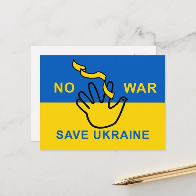 Carte Postale Non, save Ukraine (Devant/Arrière en situation)