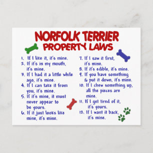 Carte Postale NORFOLK TERRIER Lois sur la propriété 2