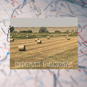 Carte Postale North Dakota Fields of Hay Bales Travel