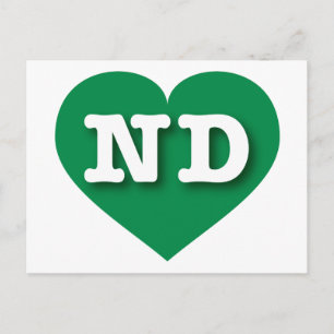 Carte Postale North Dakota Green Heart - J'aime ND