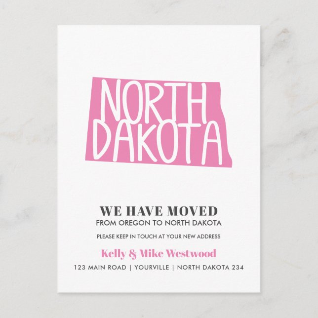Carte Postale NORTH DAKOTA Nous avons déplacé Nouvelle adresse N (Devant)