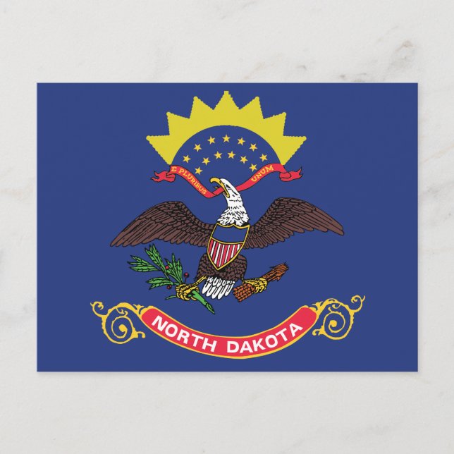 Carte Postale North Dakota State Flag Peace Garden Eagle (Devant)