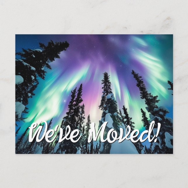 Carte Postale Northern Lights Winter Forest Nous avons déplacé l (Devant)