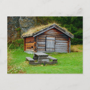 Carte Postale Norvège, hutte fermière traditionnelle, hauts pâtu