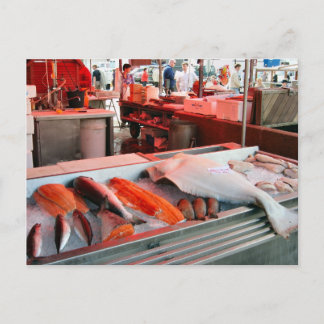 Carte Postale Norvège, marché aux poissons de Bergen