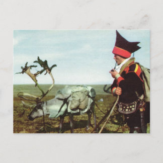 Carte Postale Norvège vintage, Norvège Voyage avec rennes