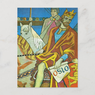 Carte Postale Norvège vintage, Oslo, roi à Oslo