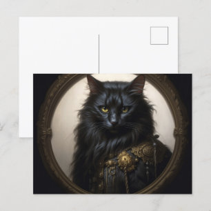 Carte Postale Norwegian Forest black Cat