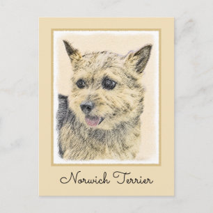 Carte Postale Norwich Terrier Peinture - Cute Original Chien Art