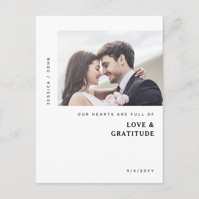Carte Postale Nos coeurs sont le Merci Mariage photo complet (Devant)